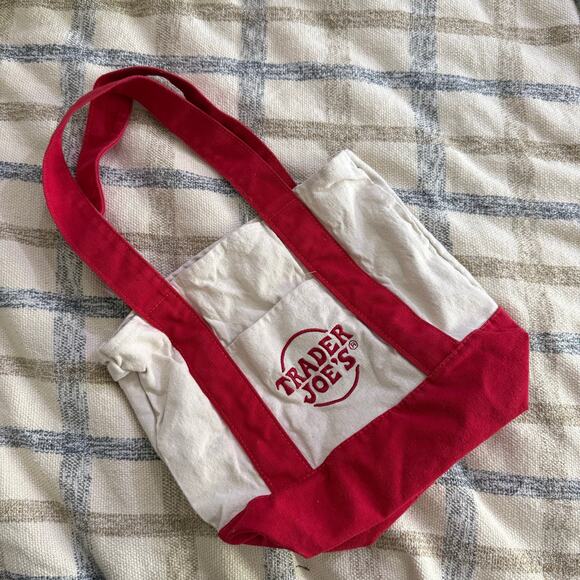 Trader Joe's Other - Trader Joe’s Mini Canvas Tote Bag Red Shopping Small Reusable